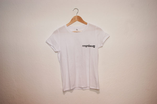 white t shirt with cargirlsociety print in the front